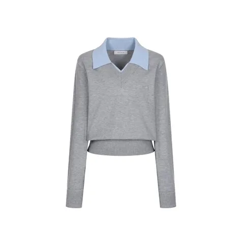 예시카 카라 배색 브이넥 니트 YICKP258