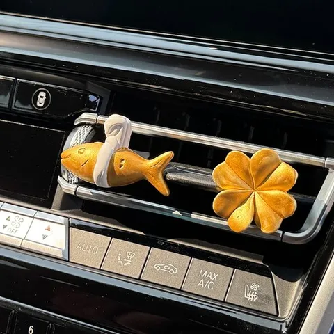 차량용 황금 액막이 명태 네잎클로버 석고 방향제 디퓨져 + 오일