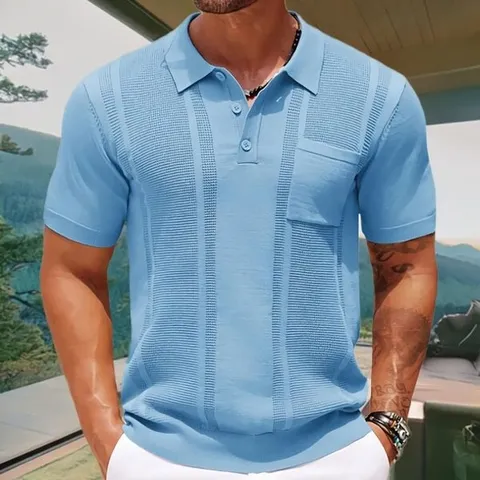 [디자이너몰]여름 솔리드 컬러 풀 오버 남성 반팔 니트