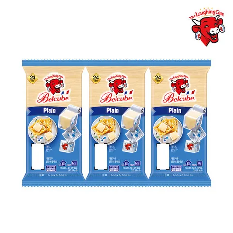 래핑카우 벨큐브 치즈 24큐브 125g 플레인 3팩