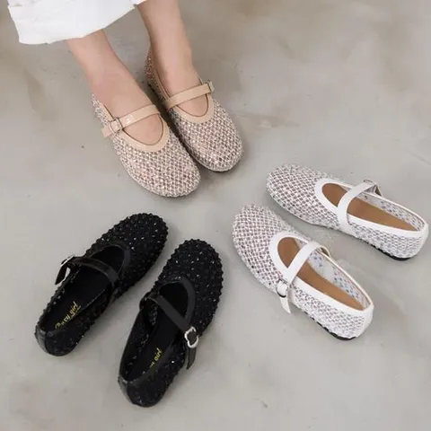 [옷자락]여성 여름 큐빅 블링 메리제인 망사 여름 단화