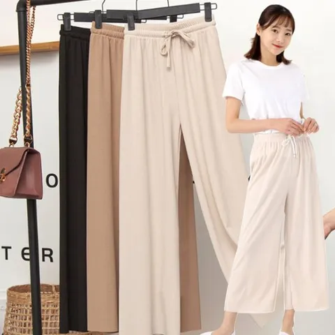 [서울양말]여름 밴딩 와이드팬츠 여자 아이스 쿨원단 키작녀 통