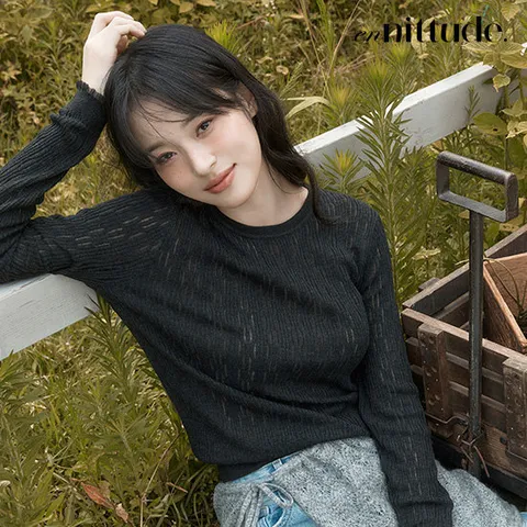 엔니튜드 울 텍스쳐 립 니트3종