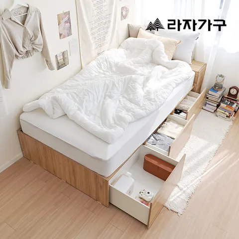 라자가구 누아 수납 침대 프레임 무헤드 퀸 Q