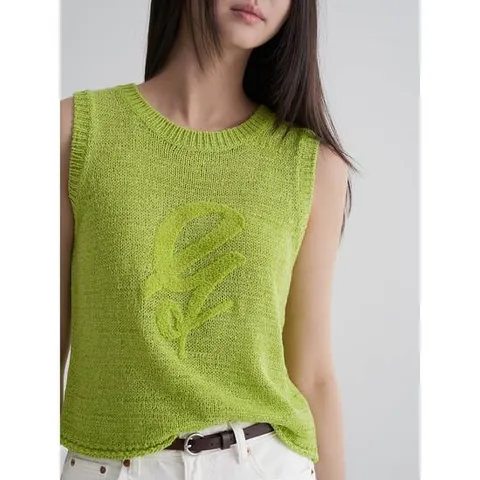 (165851LY2L) [에잇세컨즈] 자수 슬리브리스 풀오버  라이트 그린