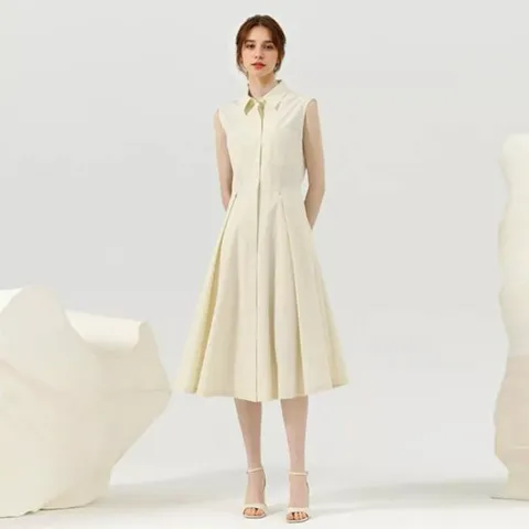 [르포엠]슬리브리스 썸머 카라 원피스