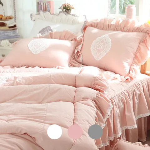 [류금숙침구] 여자의침실 광목워싱 프릴 베개커버 국내생산 3컬러 50x70cm