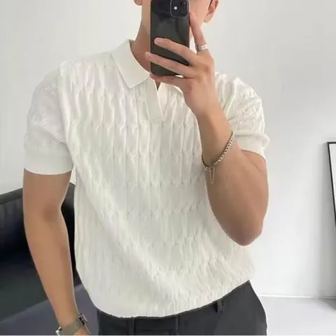 깔끔한 데일리 티셔츠 패턴 디테일 니트 카라 반팔 티 남자티셔츠 남자반팔티 편안하게입을수있는 캐주얼룩 내추럴룩 남자반팔티셔츠 남성반팔티