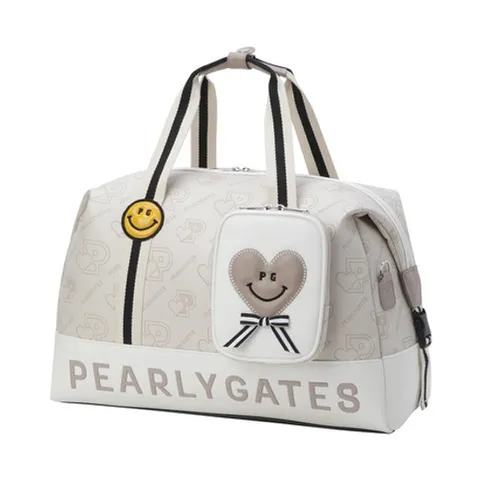 [ 현대백화점 ][파리게이츠] (521E3BB201)여성 스마일 로고 패턴 보스턴백 & 미니 파우치