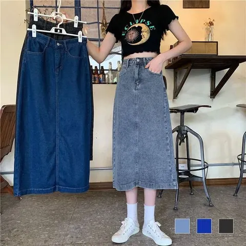 [에이치플러스몰]헤니아 데일리 롱 데님 스커트