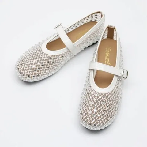 [옷자락]여성 여름 메리제인 망사 큐빅 단화