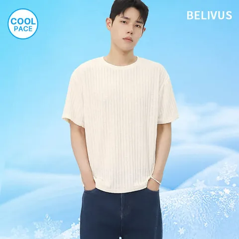 [빌리버스]빌리버스 남성 골지 반팔 쿨 세미크롭 여름 니트 BLC0