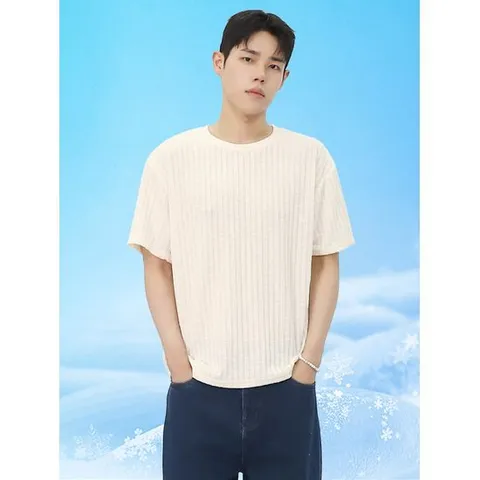 [빌리버스] 남성 골지 반팔 쿨 세미크롭 여름 니트 BLC003