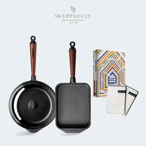 스켑슐트 베스트 세트 (트래디셔널 깊은팬25cm&유리뚜껑+계란말이팬)