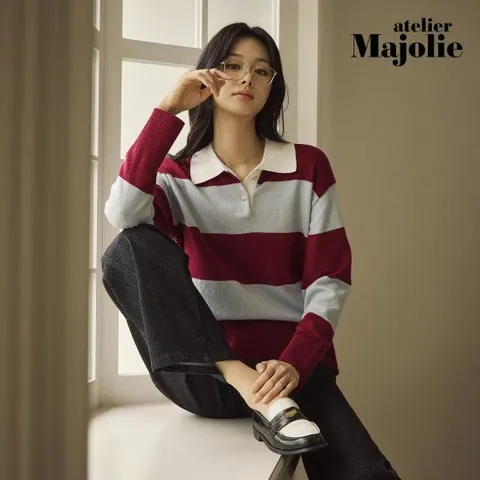 아뜰리에마졸리 25FW 캐시미어코튼 스트라이프 럭비 니트 2종