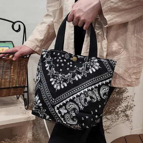 미엘라 페이즐리 코튼 면 미니 에코백 손가방