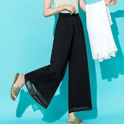 [모노무드]모노무드 바지 여성 쉬폰 와이드 일자 밴딩 팬츠 캐주