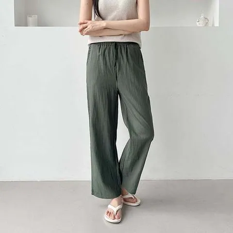 [모노무드]모노무드 세느뷔 허리밴딩 인견 베이직 와이드바지 일