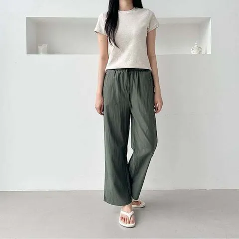 [모노무드]모노무드 세느뷔 허리밴딩 인견 베이직 와이드바지 SD