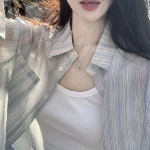 [모노무드]모노무드 여성 여름 도트 시스루 블라우스 셔츠 얇은