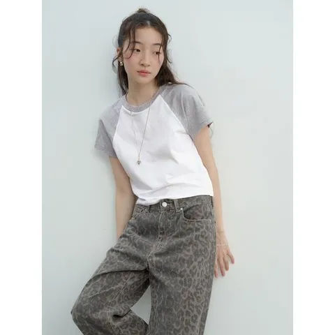 (165842AY61) [에잇세컨즈] 크롭 래글런 티셔츠  화이트