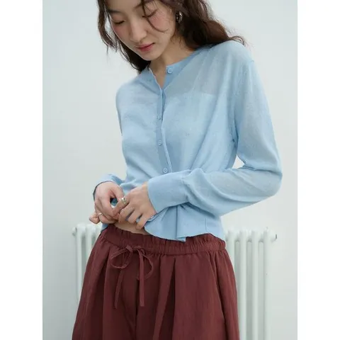 (11585ALY1Q) [에잇세컨즈] 시어 레귤러핏 카디건  스카이 블루