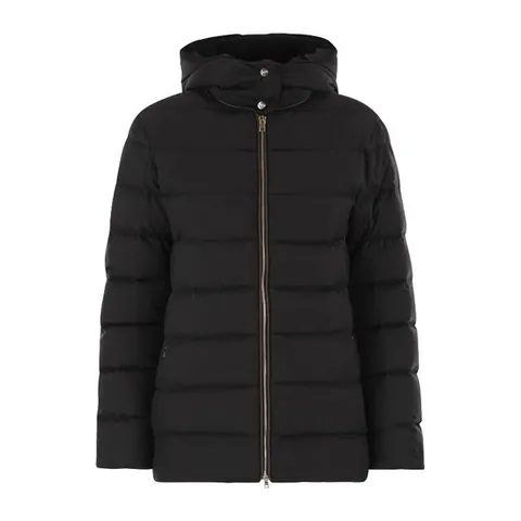 에르노 블랙 후드 미디엄 패딩 PI002072D 9300