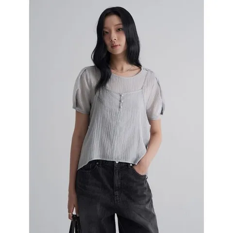 (125765MQC2) [에잇세컨즈] 레이어드 블라우스  라이트 그레이