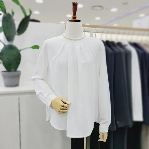 [비지트인뉴욕]넥라인셔링테크 라운드 블라우스 VA3TS90_US