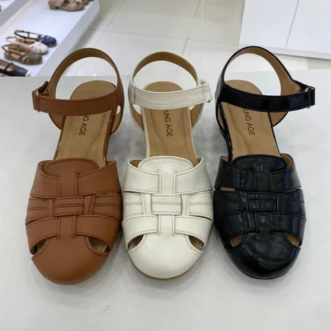 [에스콰이아]에스콰이아 여성 피셔맨 소가죽 쿠션 미들 샌들 5cm