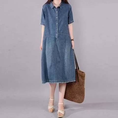 [모노무드]모노무드 캐주얼 여름 원피스 데님 반팔 2개세트 박시