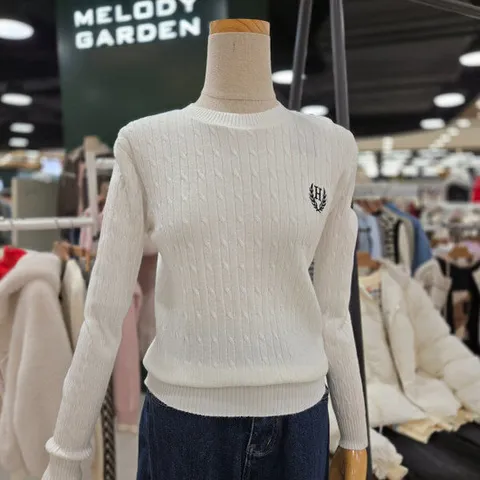 [멜로디가든]H자수 니트티 (M25S2K103 아이보리)_CA