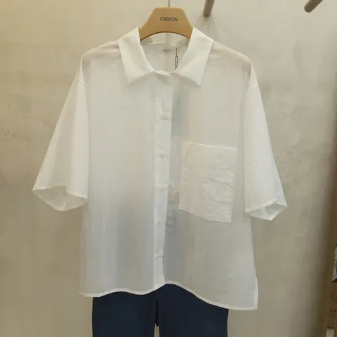 [크레송]카라넥 소매롤업 블라우스NFCGBG05A_DG