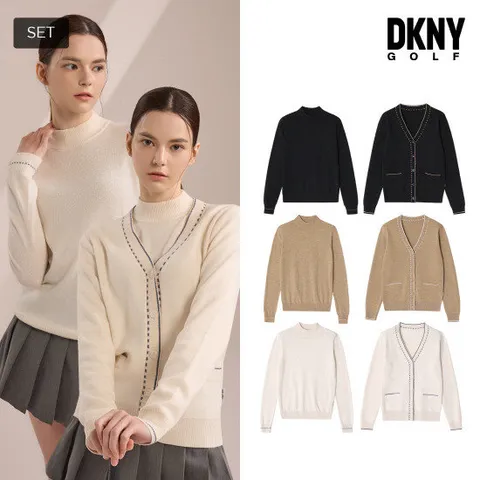 [DKNY GOLF][디케이엔와이] 23FW 밀라노립 가디건+니트세트 여성