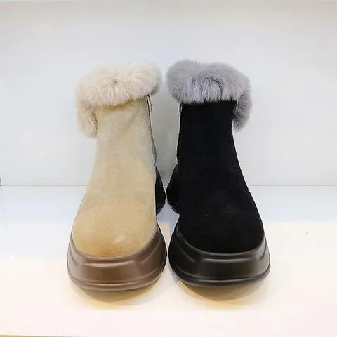 [오브엠]  F23AD285AC_여성 소가죽 몰드창 털부츠 2종