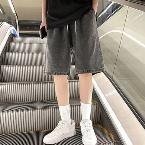 [모로엠]와이드 흑청 데님 남자여름반바지 남자반바지 DMS-PTH-Q