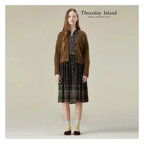 [써스데이아일랜드][Thursday Island] 볼륨슬리브 케이블 가디건