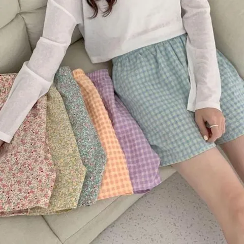 잠옷바지 여성 밴딩 체크 반바지 여름 홈웨어 라운지 데일리 홈웨어 잠옷 체크 여름 반