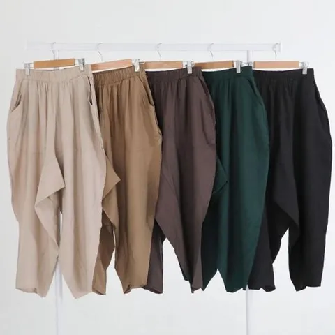 항아리 8부 배기 팬츠 여성 봄 여름 가을 냉장고 아이스 밴딩 바지 여자 마바지 배기팬츠