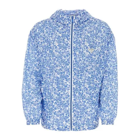 프라다 블루 화이트 플로럴 프린티드 윈드브레이커 SGC530S2321