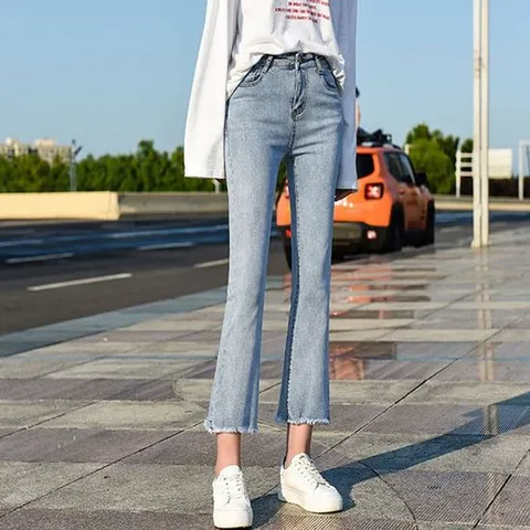 여름통바지 부츠컷 데님팬츠 여성슬림청바지 일자핏