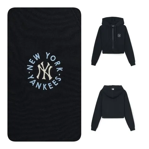 [ 롯데백화점 ]MLB 여성 원형로고 베이직 크롭 후드집업(3FTRB0344-50BKS)