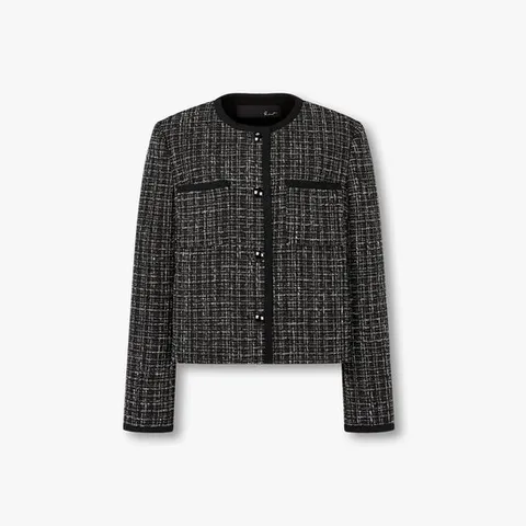 [ 롯데백화점 ][지컷]라운드 넥 체크 트위드 자켓(7255310104)