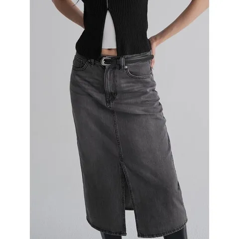 (355827LPB4) [에잇세컨즈] 워싱 데님 롱 스커트  애쉬