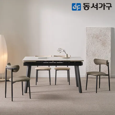 동서가구 조이 모던M 4인용 확장형 포세린 세라믹 식탁＋의자4 DF645684