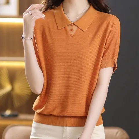 [핑크엘리제]여름 실크 폴로 카라넥 반팔 니트티 헤인즈반팔니트