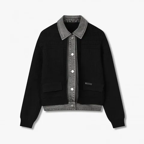 [ 롯데백화점 ]보브  (7155450003) 데님 패치 니트 가디건