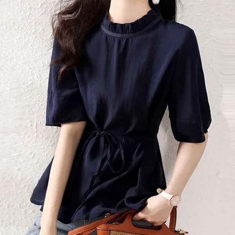 [베나프]랜드 넥프릴 블라우스_BJ2BL044