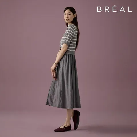 브리엘 버튼 스트라이프 원피스 1종