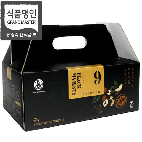 강봉석 명인조청 프리미엄 블랙 영양바 25gx25개 / 9가지 하루견과 / 전통과자 한과 명절선물세트 강정바